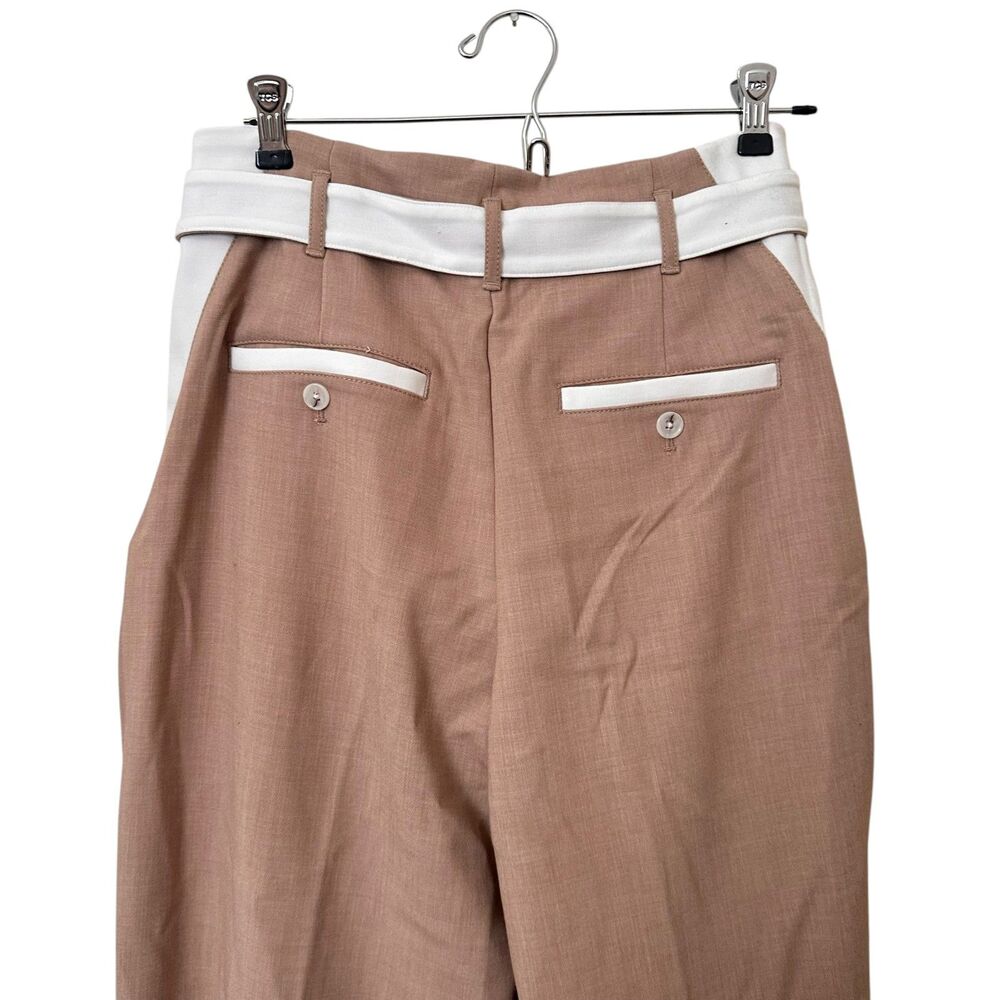 ANTHROPOLOGIE Maeve Tapered High-Rise Belt Trousers Tan 8P NEW NWT - Picture 4 of 6